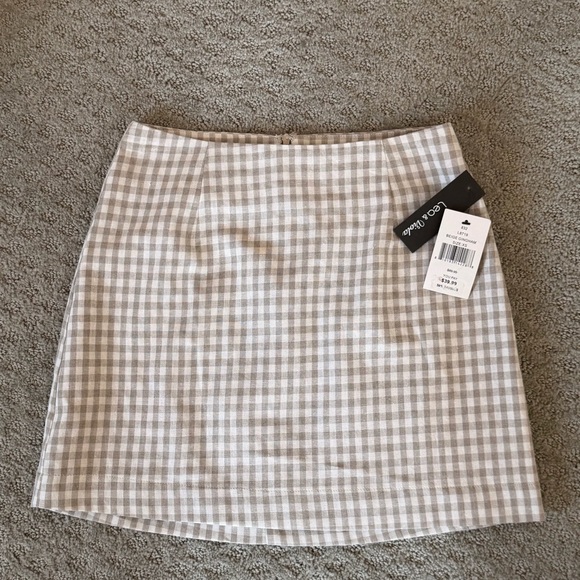 Lea & Viola Beige Gingham Matching Set Bustier Top & Skirt Cottagecore XS/S - Picture 5 of 12